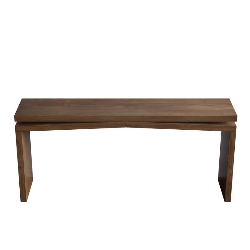 65-Inch Solid Wood Veneer Console Table, Long Farmhouse Entryway Sofa Table for Living Room, Hallway, Behind Couch