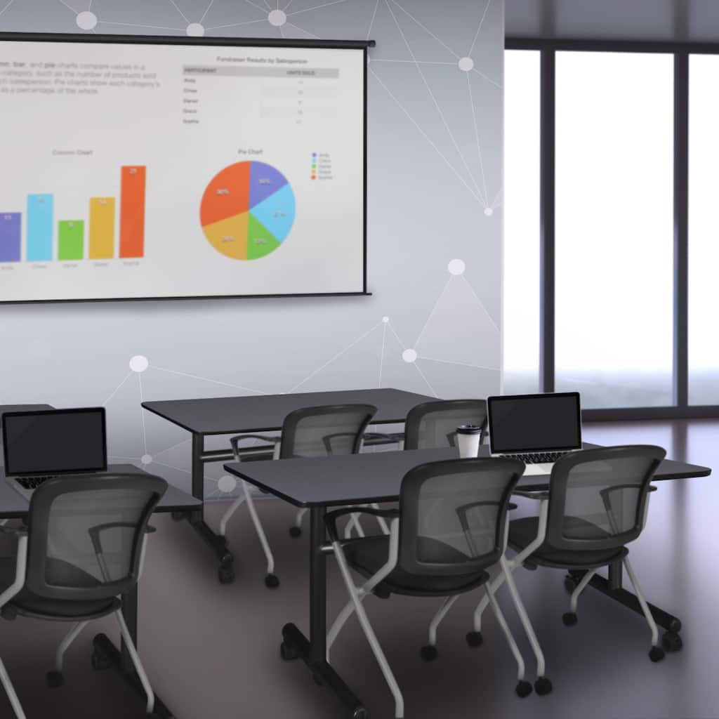 48" x 30" Flip Top Mobile Training Table- Grey and 2 Nesting Chairs