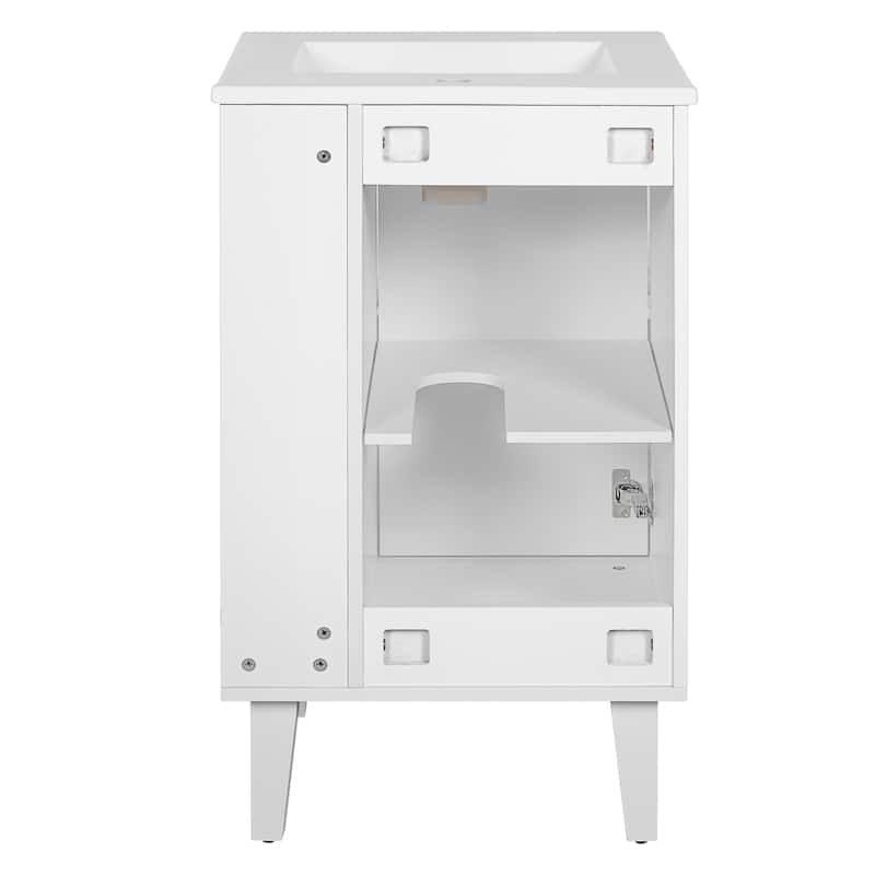 20'' Freestanding Bathroom Vanity with Single Integrated White Ceramic Sink - 20.3'' x 18.5'' x 33.9''