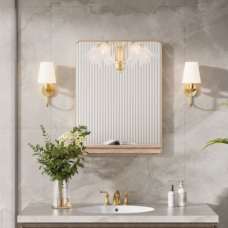 Modern Rounded Rectangle Metal Frame Wall Mirror for Bathroom Vanity (1 Piece)