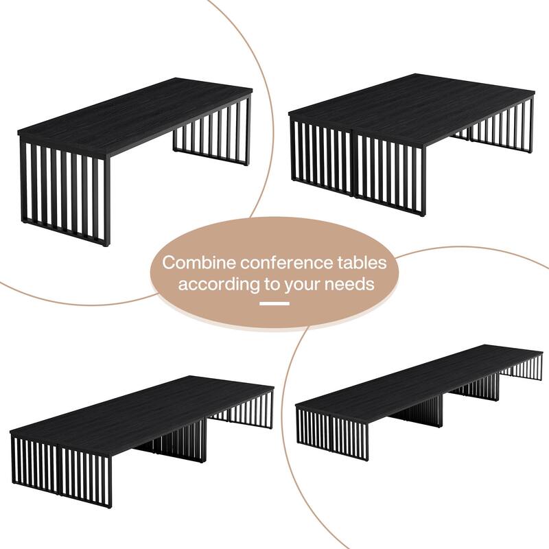 Small Conference Room Table for 4, Industiral Long Meeting Table - 2-pieces