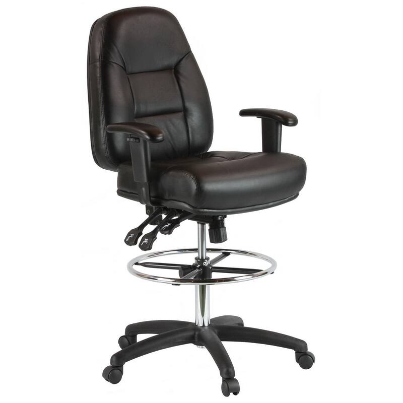 Adjustable Black Leather Office Chair with Lumbar Support - Ergonomic Desk Chair