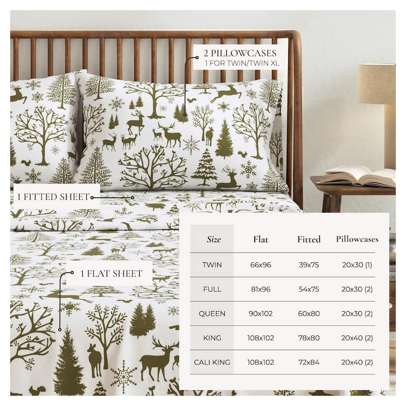 Linery & Co. Winter Turkish Cotton Double-Brushed Flannel Bed Sheet Set