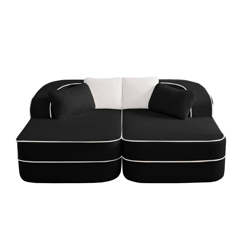 Roomfitters 77" Teddy Fabric Boneless Sofa, No Assembly Modular Couch with Double Chaises