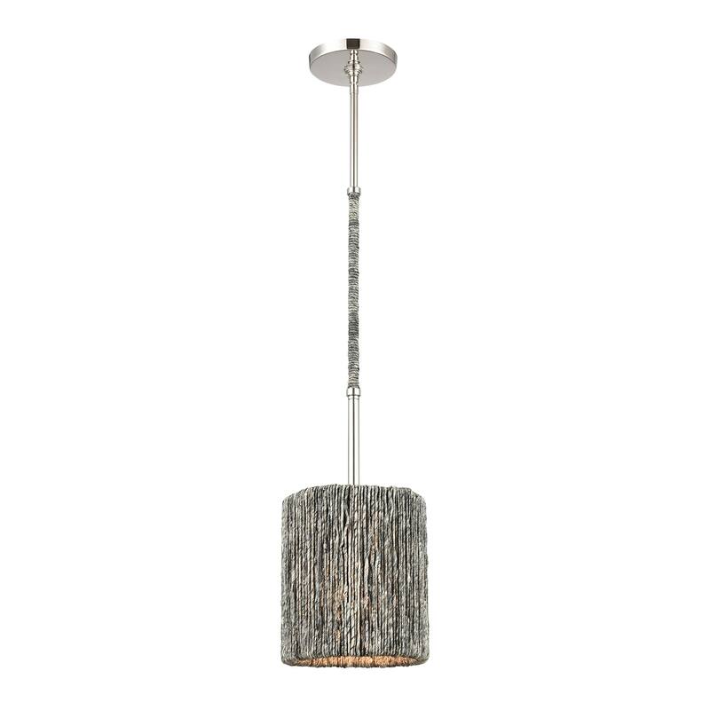 Elk Home Abaca Polished Nickel With Gray Shade 1 Light Pendant