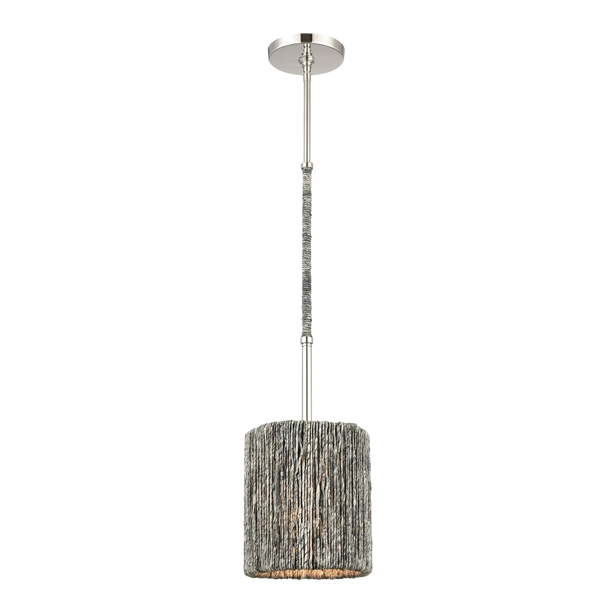 Elk Home Abaca Polished Nickel With Gray Shade 1 Light Pendant