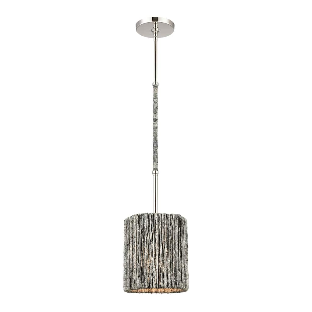 Elk Home Abaca Polished Nickel With Gray Shade 1 Light Pendant