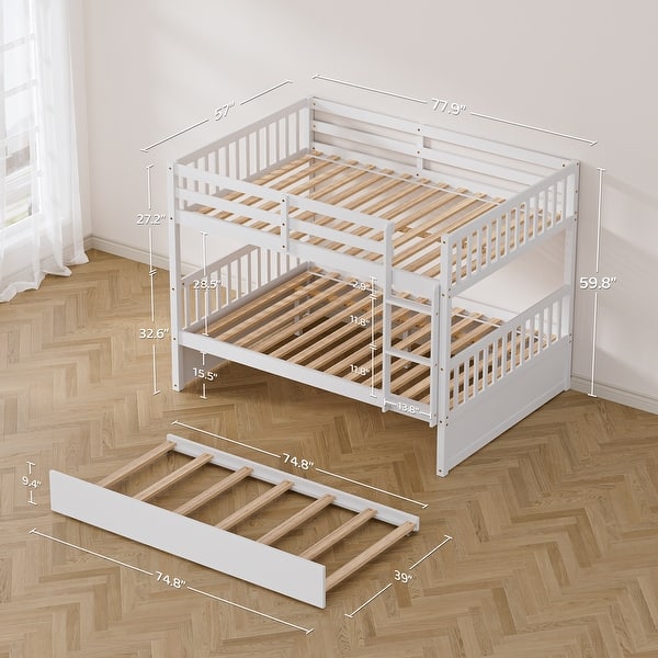 dimension image slide 1 of 3, Ouyessir Full Over Full Bunk Bed with Trundle