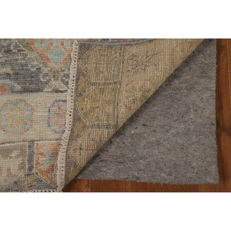 Hand Knotted Oriental 100% Wool Carpet Transitional Geometric Greys & Charcoal Oushak Area Rug - 6' 3'' X 2' 8''