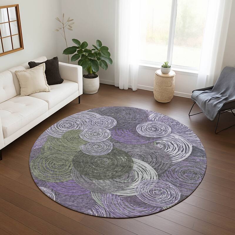 Machine Washable Indoor/ Outdoor Modern Twister Chantille Rug