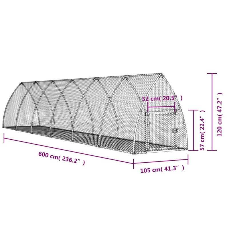 vidaXL Rabbit Hutch Bunny House Animal Enclosure Silver Galvanized Steel