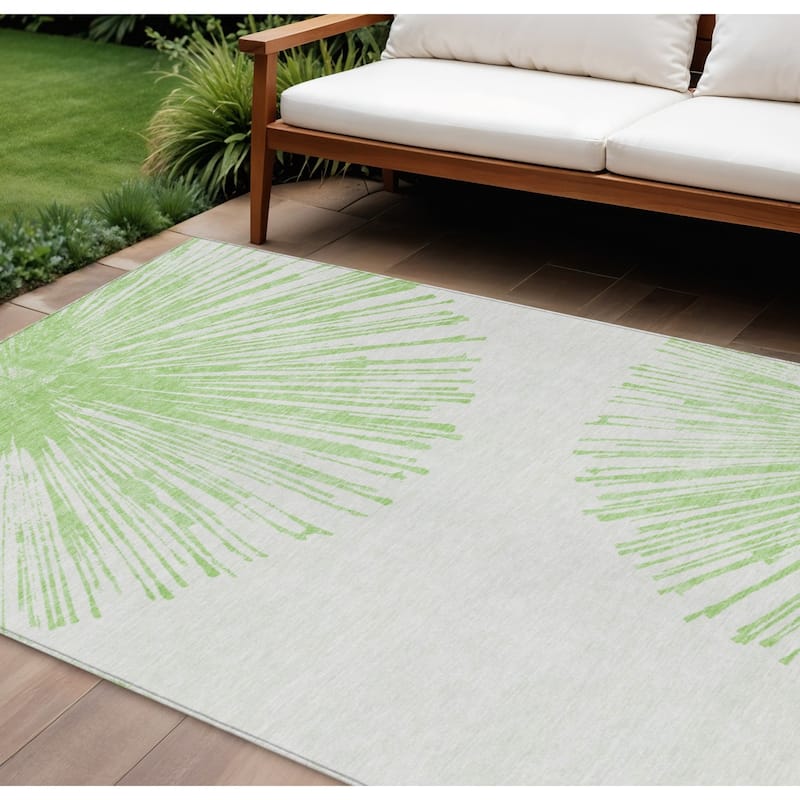 HomeRoots Abstract Transitional Rectangle Outdoor Rug - 9' X 12'