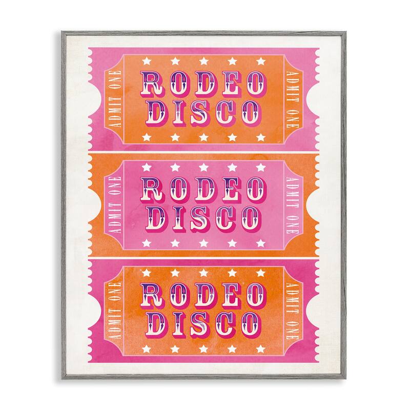 Stupell Rodeo Disco Ticket Stubs Framed Giclee Art Design By Susan Arnot - 24 x 30 - Grey