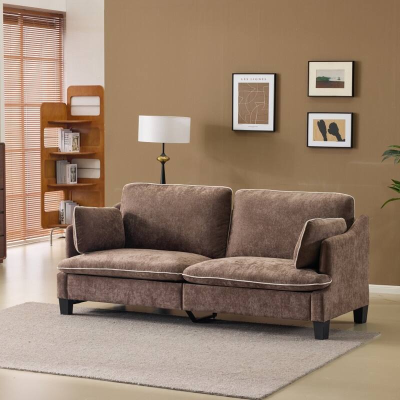 Transitional Loveseat Piped T-Cushions & Linen Blend