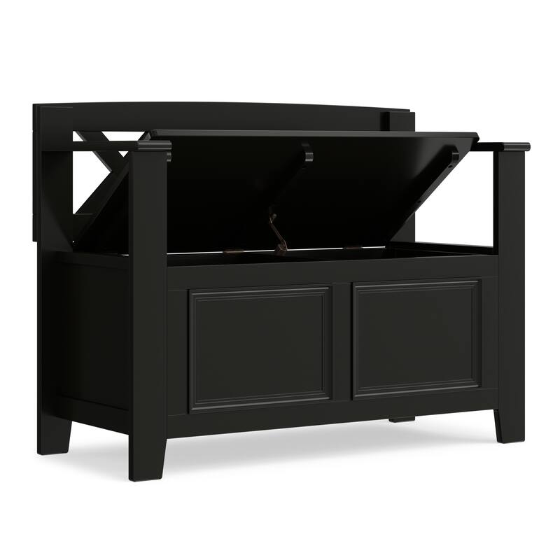 WYNDENHALL Halifax SOLID WOOD 36 inch Wide Transitional Small Entryway Storage Bench -  17"D x 36" W x 27.8"H