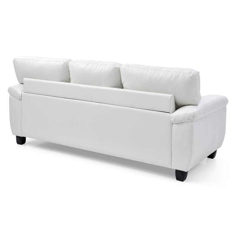 Flared Arm Faux Leather Tufted Straight Sofa - 78" - White