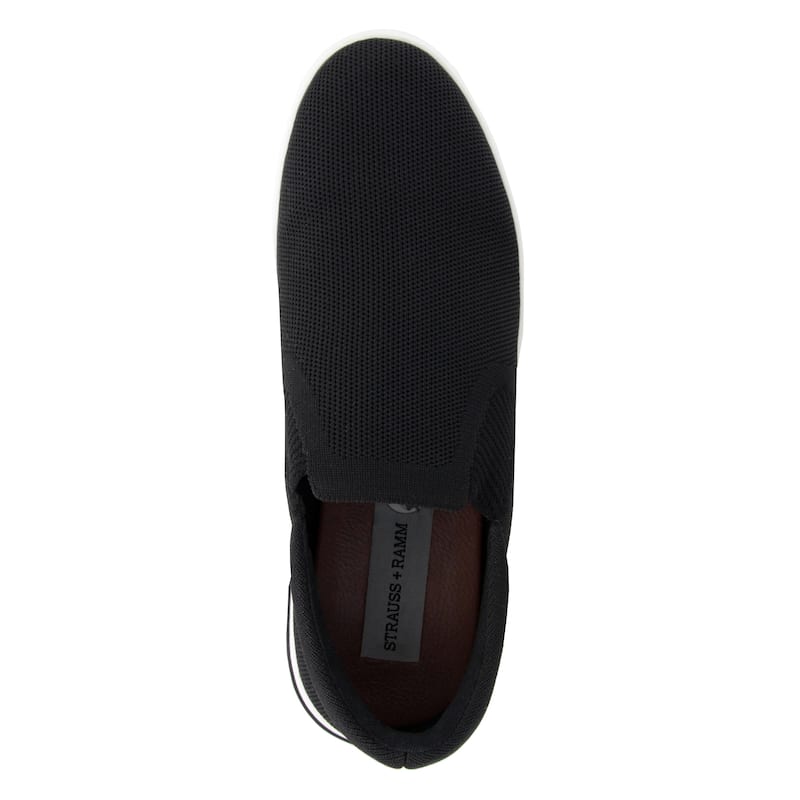 Strauss + Ramm Men's Flyknit Slip-On Sneaker - Black - 8