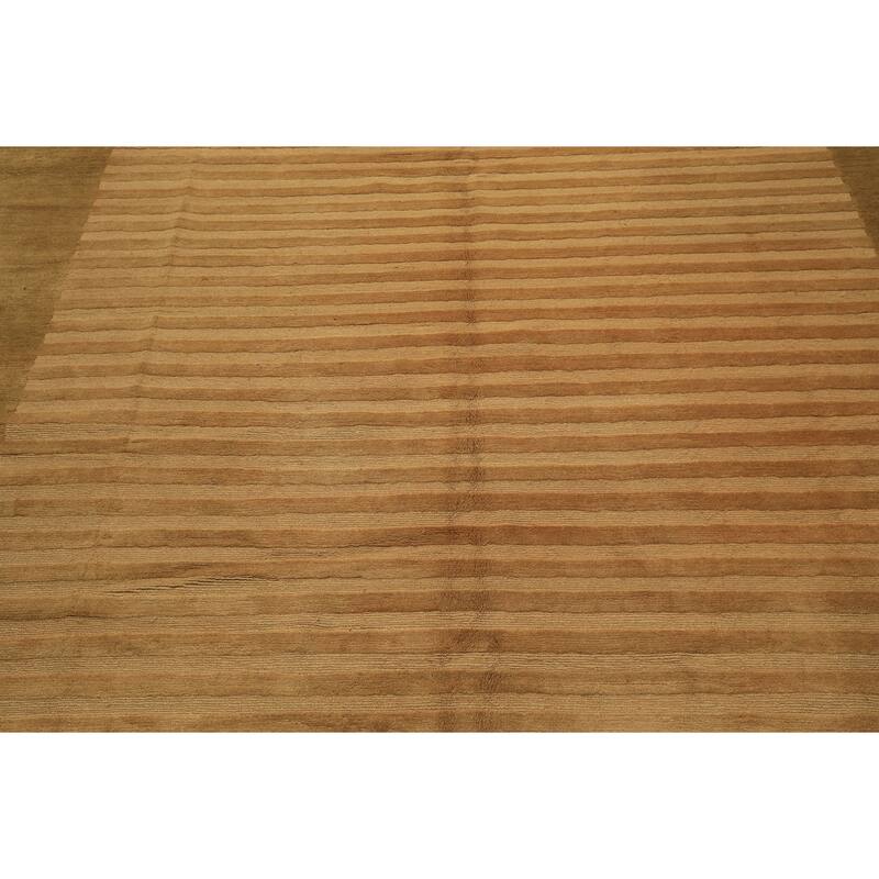 8'3''x9'8'' Tibetano Hand Knotted Wool Khaki Transitional Textured Tibetan Rug - 8' 3'' x 9' 8''