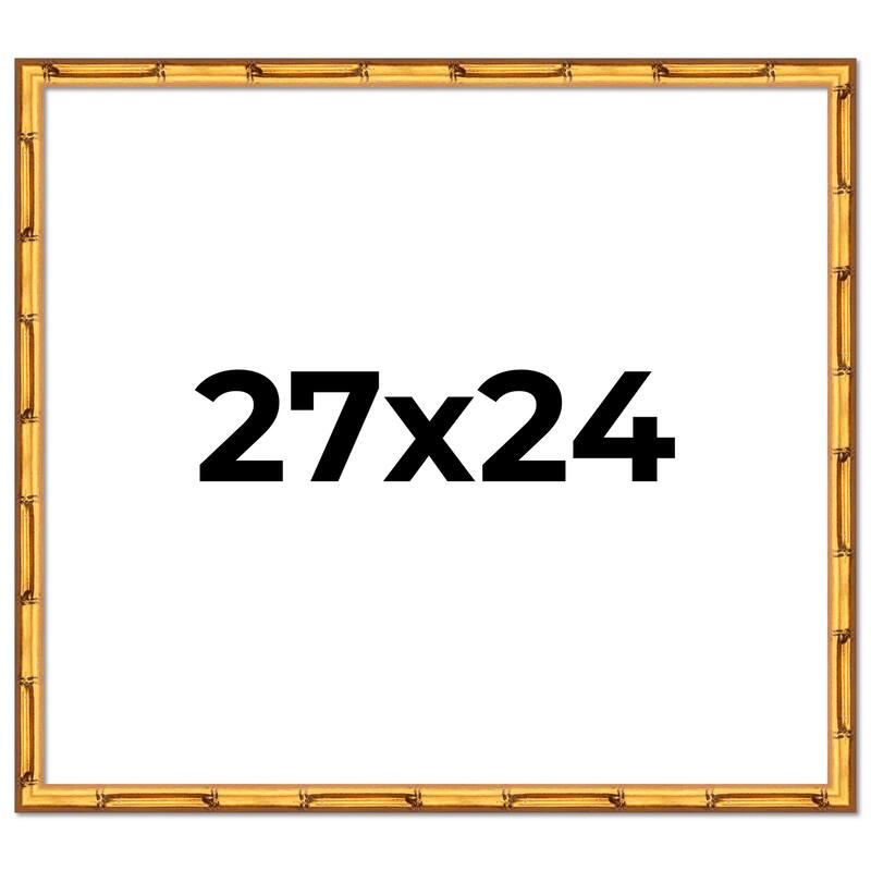 27x24 Frame Gold Bamboo Picture Frame Modern Photo Frame Includes UV Acrylic Shatter Guard Front Acid Free Foam Backing Board