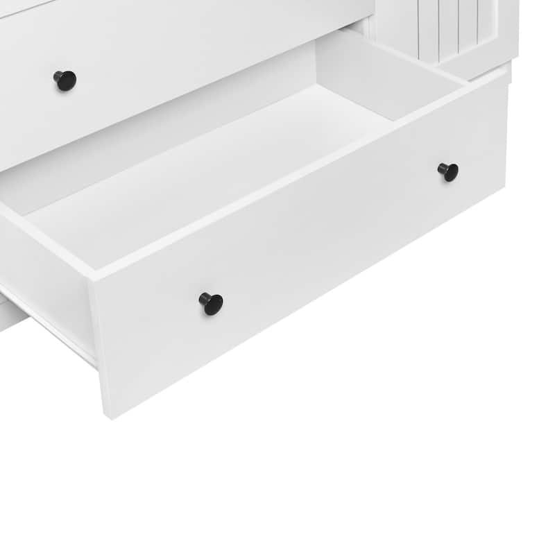 Roomfitters 4-Door Wardrobe Armoire with 2 Drawers and Hanging Rail