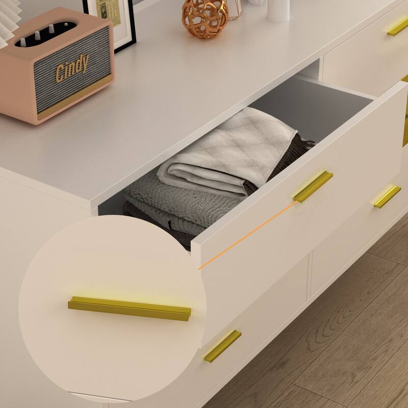 Timechee Modern 6 Drawer Storage Chest Double Dresser Sideboard Cabinet