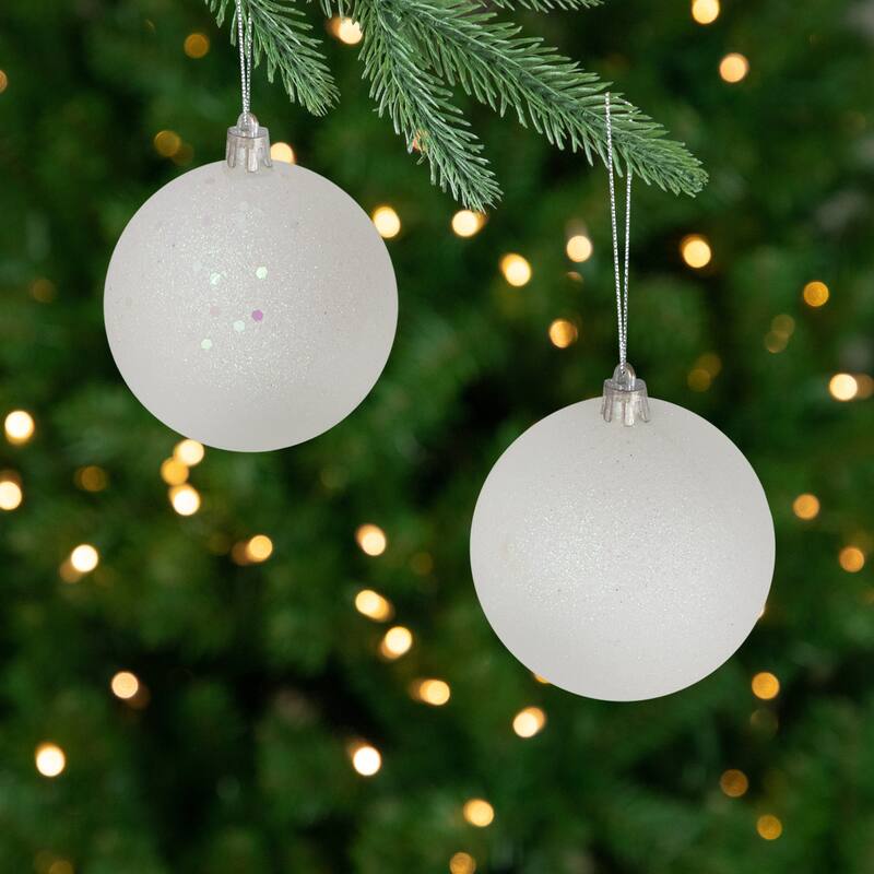 16ct Winter White Shatterproof 4-Finish Christmas Ball Ornaments 3"