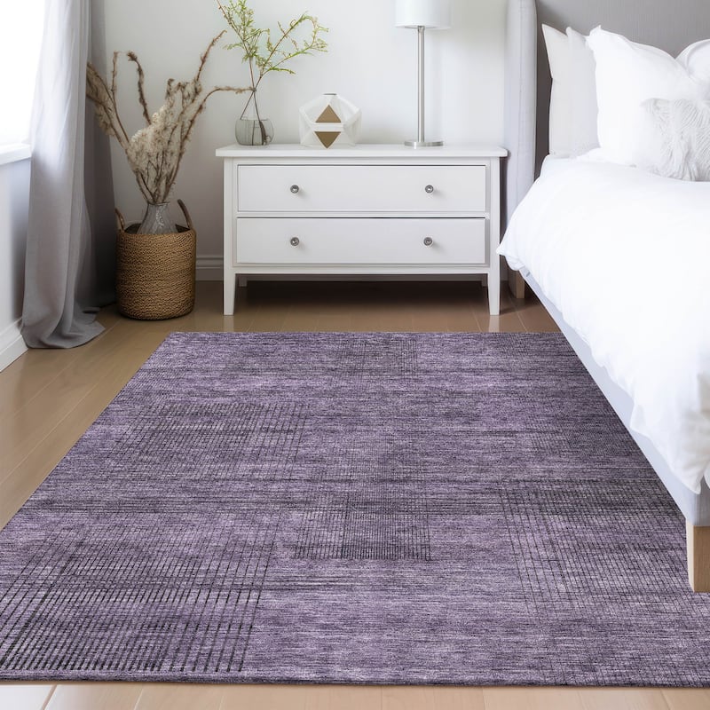 Machine Washable Indoor/ Outdoor Chantille Contemporary Imprints Rug