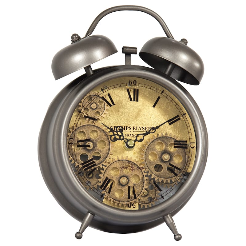 Yosemite Home Decor Brass Gear II Table Top Clock - 10 x 7.5 x 3