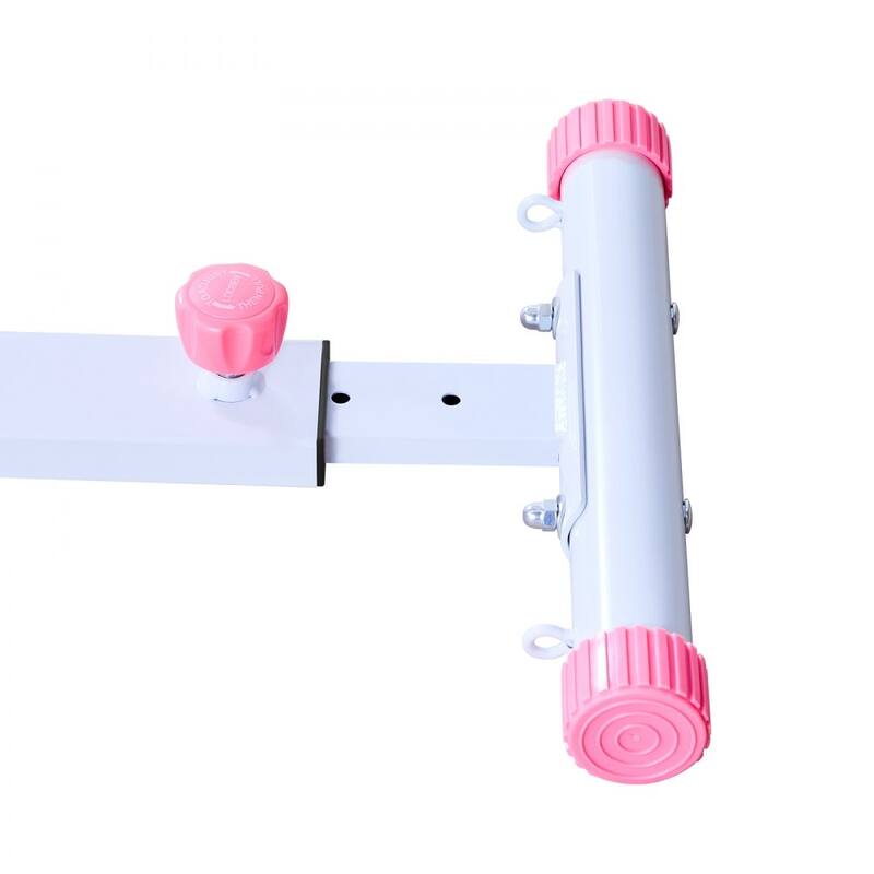 Pink-White Steel Dual-Knee Squat Machine with 3 Resistance Bands and Adjustable Seat - 31.5 x 15.7 x 29.9 in