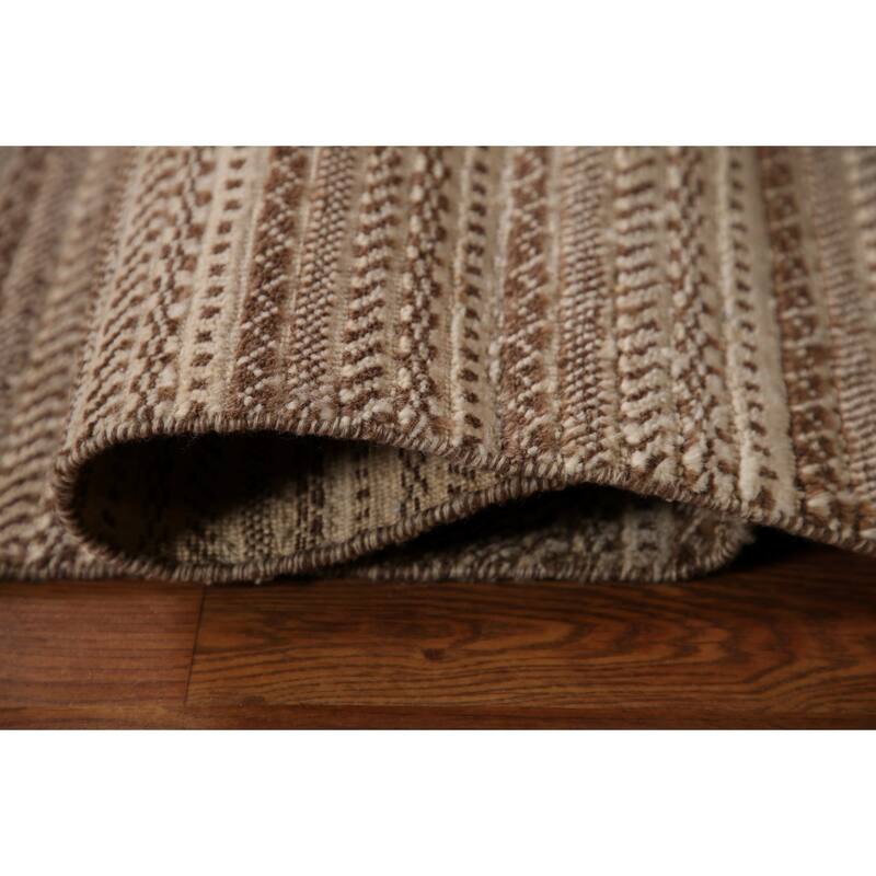 Striped Modern Gabbeh Runner Rug Handmade Wool Carpet - 2'6"x 11'8"