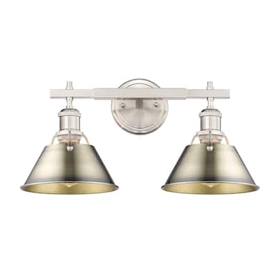 Orwell 2-Light Vanity Light in Pewter with Aged Brass - Silver