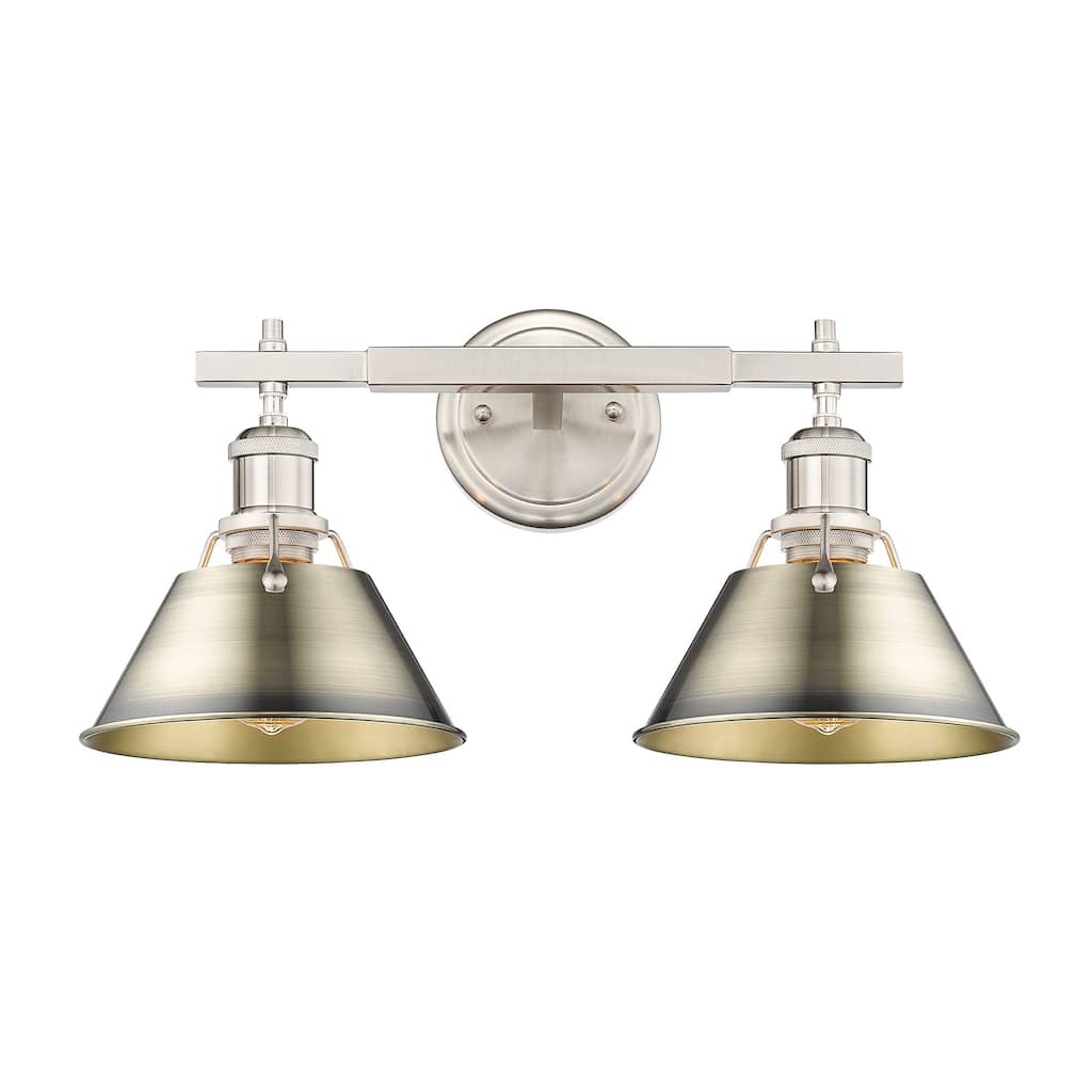 Orwell 2-Light Vanity Light in Pewter with Aged Brass - Silver