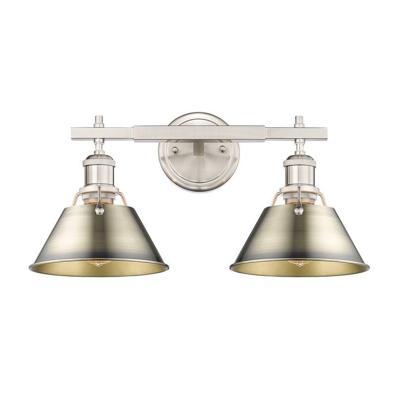 Yep by Golden Lighting Orwell 2-light Vanity in Pewter and Aged Brass shade - Silver