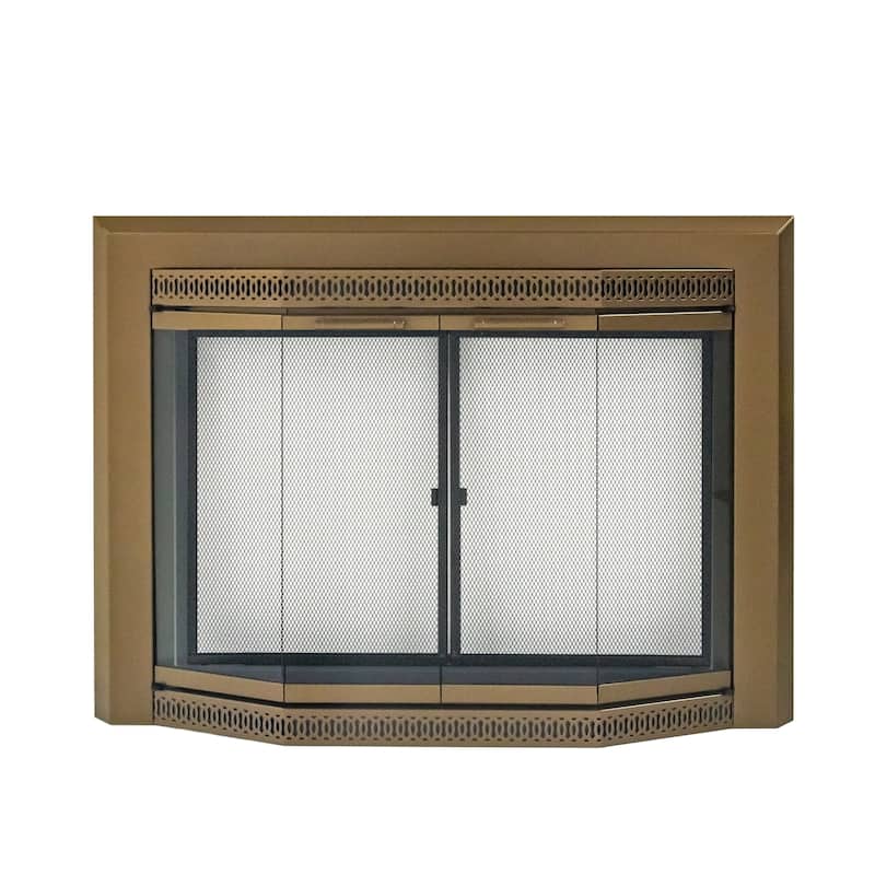 Pleasant Hearth Gavin Fireplace Glass Door Small Heritage Brass - Large - Gold