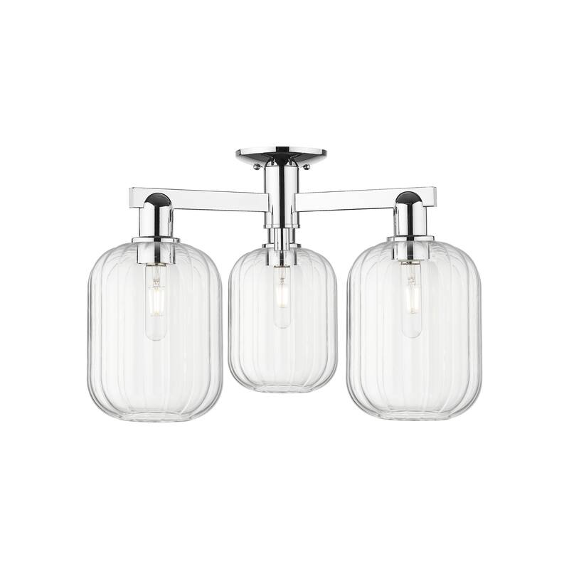 Innovations Lighting Downtown Urban - Preston - 3 Light 24" Jar Shade Semi-Flush Mount
