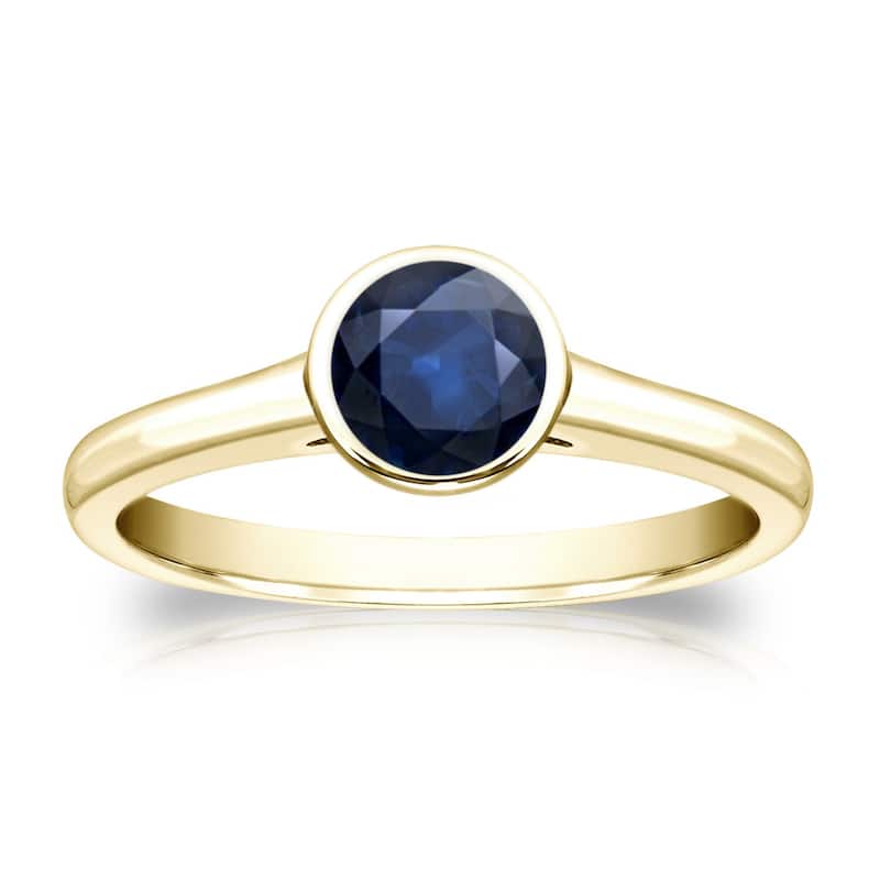 Auriya 14k Gold 1/2ct Bezel-set Solitaire Sapphire Engagement Ring - Yellow - 4