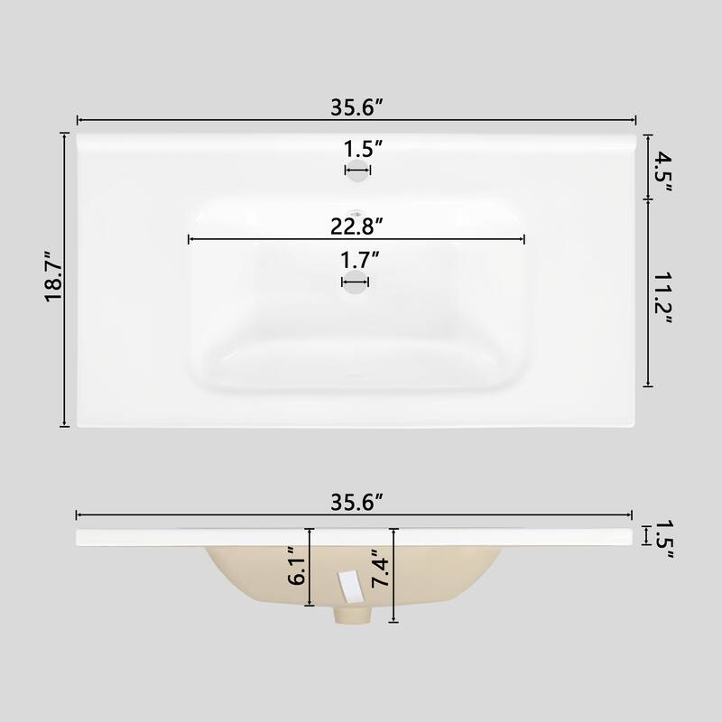 Modern Single Sink Bathroom Vanity Cabinet with Motion-sensor Light Strip & Patterned Glass, Ceramic Integrated Basin