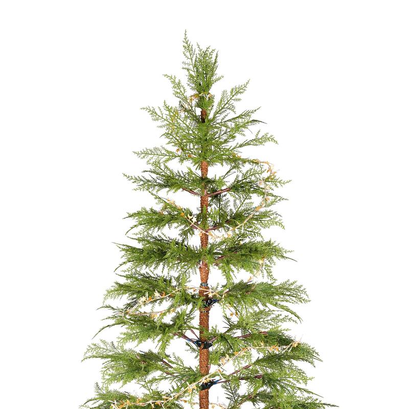 Pre-Lit Artificial Full Christmas Tree - LED Lights, Metal Stand, Realistic Branches - Green