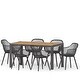 preview thumbnail 2 of 8, Roma Outdoor Wood and Resin Outdoor 7 Piece Dining Set by Christopher Knight Home