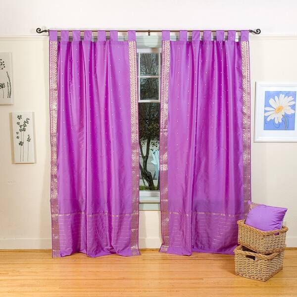 Lavender Tab Top Sheer Sari Curtain / Drape / Panel Piece Bed Bath