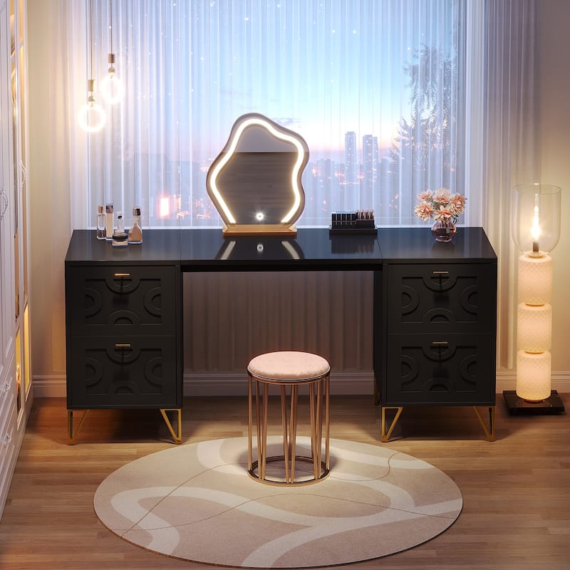 59-Inch Makeup Vanity Desk with 4 Drawers, Modern Beauty Table