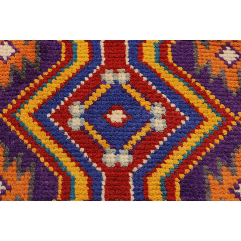 Boho Chic Balochi Sanchez Purple/Blue Hand Knotted Wool Rug - 4'11'' x 6'8''