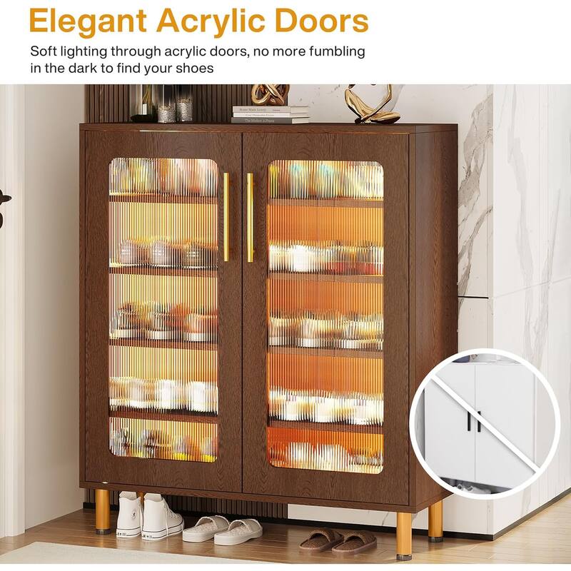 5-Tier Shoe Storage Cabinet with Door and Light