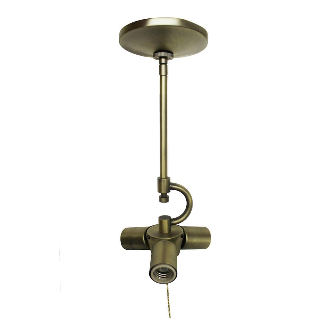 Antique Brass Pendant Light - 3 Light Vintage Ceiling Fixture with Fabric Cord - Home Lighting - 6.75