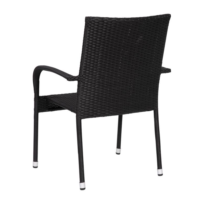 Indoor/Outdoor Stacking Steel Framed Wicker Dining Armchairs - 2 Pack