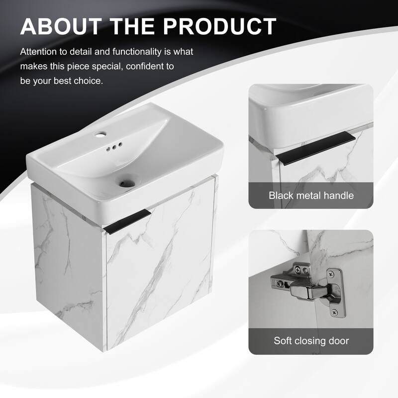 Plywood Wall-Mounted Bathroom Vanity with Integrated Resin Sink