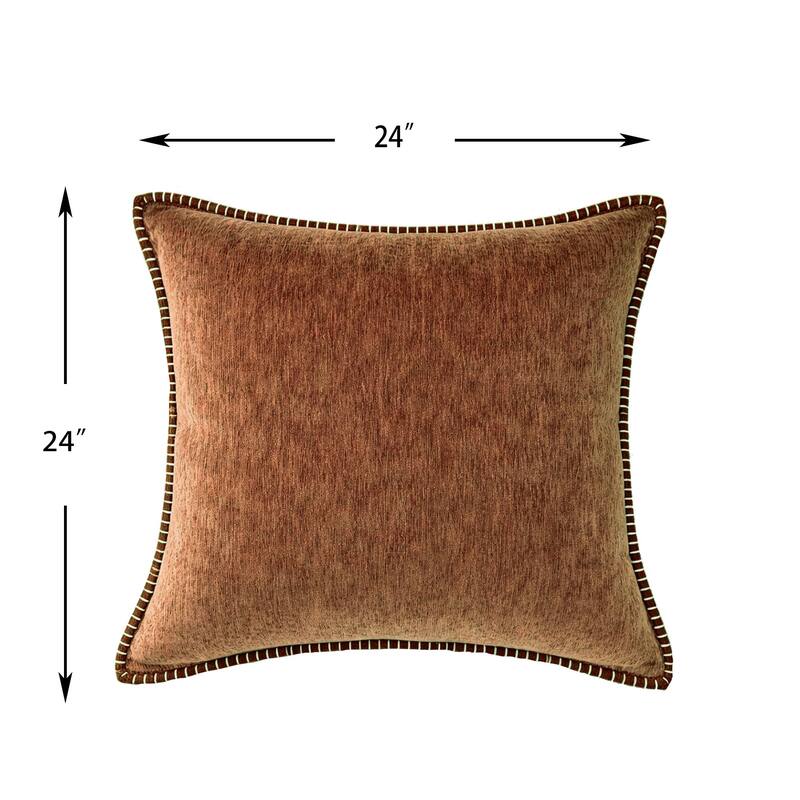 Textured Throw Pillow with Stitched Contrast Edge Set of 2