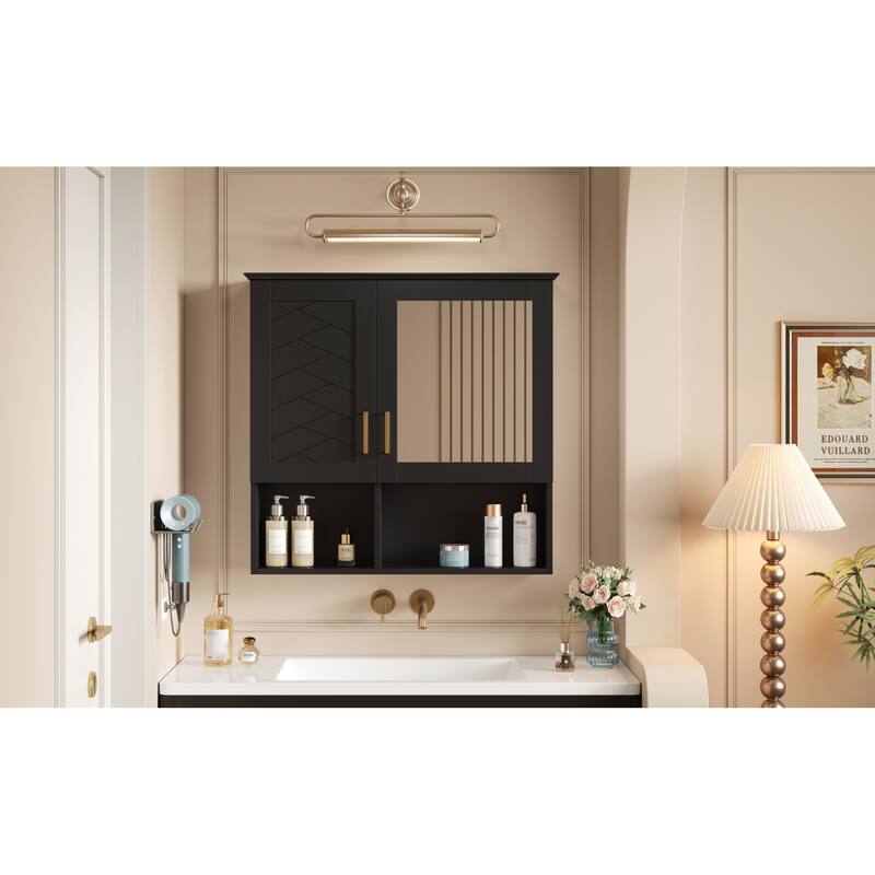 Roomfitters 30 Inch 2-in-1 Wall Mount Medicine Cabinet, Mirror Storage with Adjustable Shelves & Soft Close