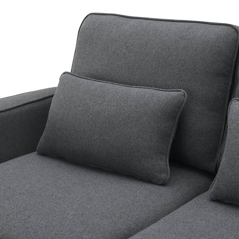 Modern Linen Fabric Sofa with Armrest Pockets
