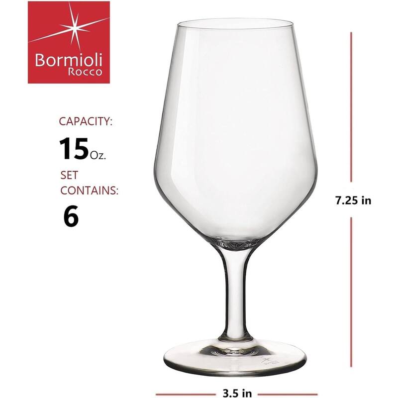 Bormioli Rocco Set of 6 Electra Multipurpose Glasses - 15 oz.